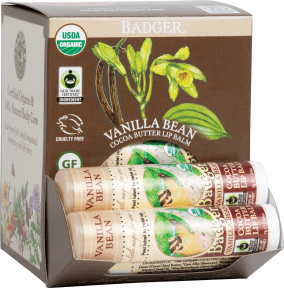 BADGER BALMS Vanilla Bean Lip Balm Display